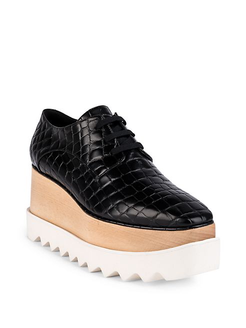 Stella McCartney - Elyse Croc-Embossed Platform Oxfords