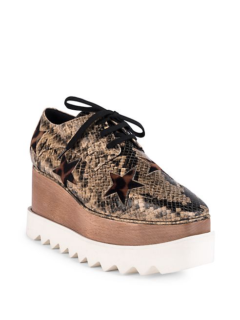 Stella McCartney - Elyse Faux Snake & Leopard Star Platform Oxfords