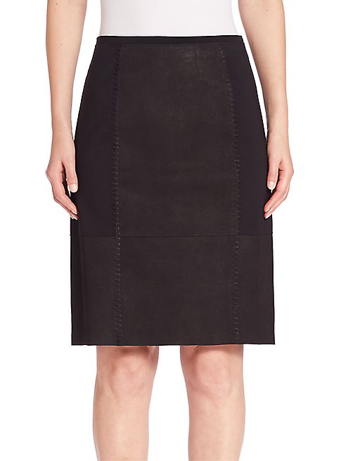 Elie Tahari - Leary Leather Paneled Skirt