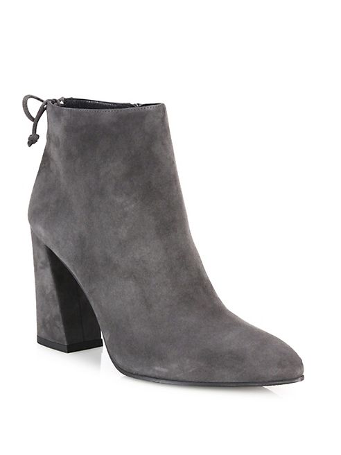 Stuart Weitzman - Grandiose Back-Tie Suede Block Heel Booties