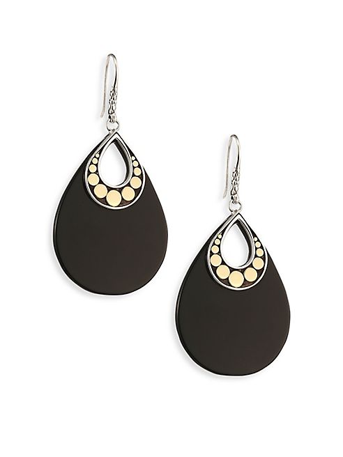 John Hardy - Dot Black Onyx & 18K Yellow Gold Drop Earrings