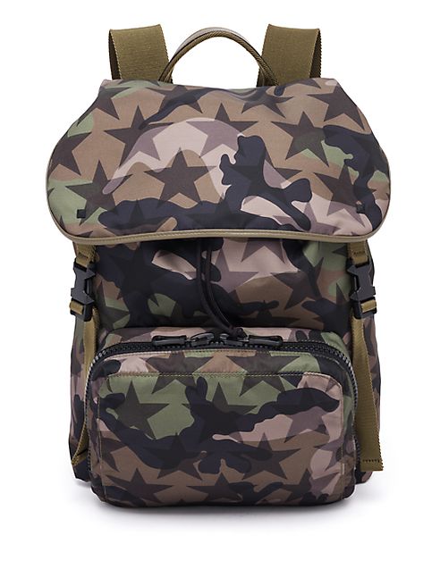 Valentino - Camouflage Star Nylon & Calf Leather Backpack