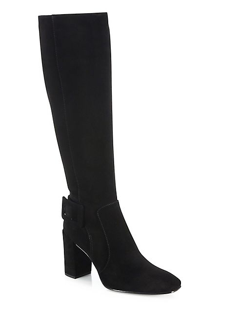 Roger Vivier - Polly Suede Block-Heel Knee Boots