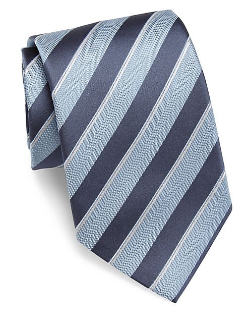 Giorgio Armani - Two-Toned Striped Slim Silk Tie