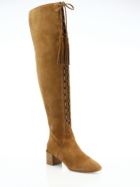 Michael Kors Collection - Harris Lace-Up Suede Over-The-Knee Boots