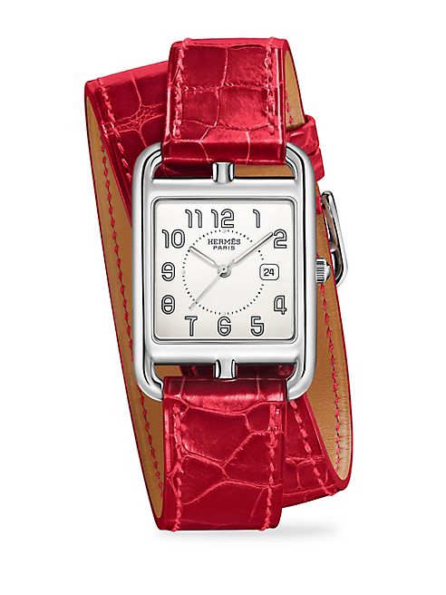 HERMÈS - Cape Cod Stainless Steel & Alligator Double-Wrap Watch