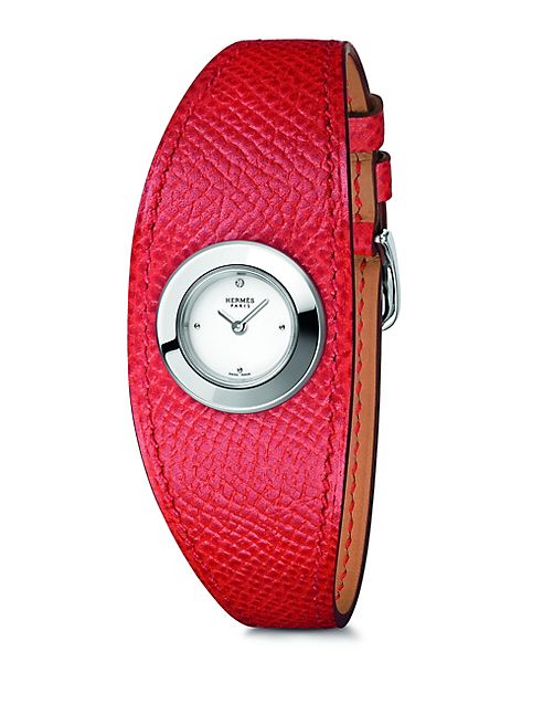 Hermès Watches - Faubourg Manchette Diamond, Stainless Steel & Leather Strap Watch