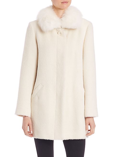 Sofia Cashmere - Fox Fur-Trim Suri Alpaca & Wool Coat