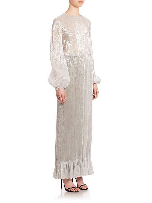 Adam Lippes - Long-Sleeve Pleated Gown