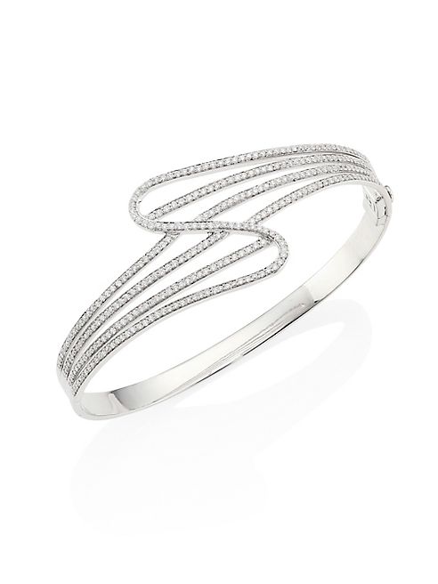 Hueb - Wave Diamond & 18K White Gold Bangle Bracelet