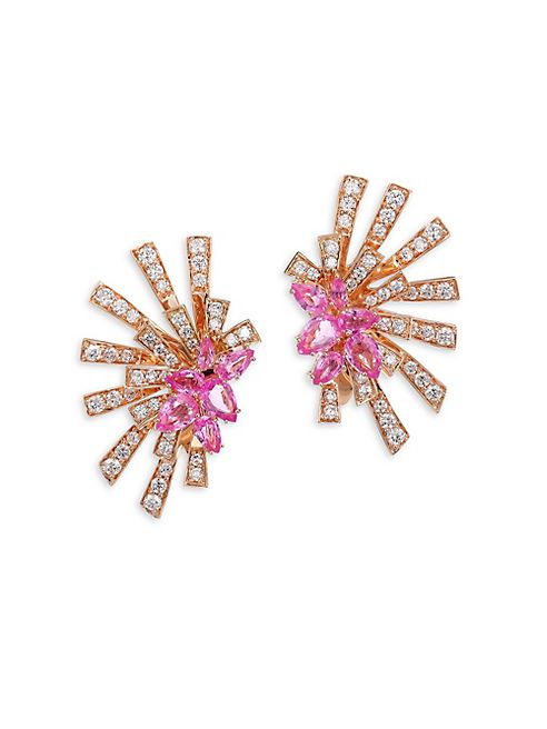 Hueb - Mirage Diamond & Pink Sapphire Stud & Ear Jacket Set