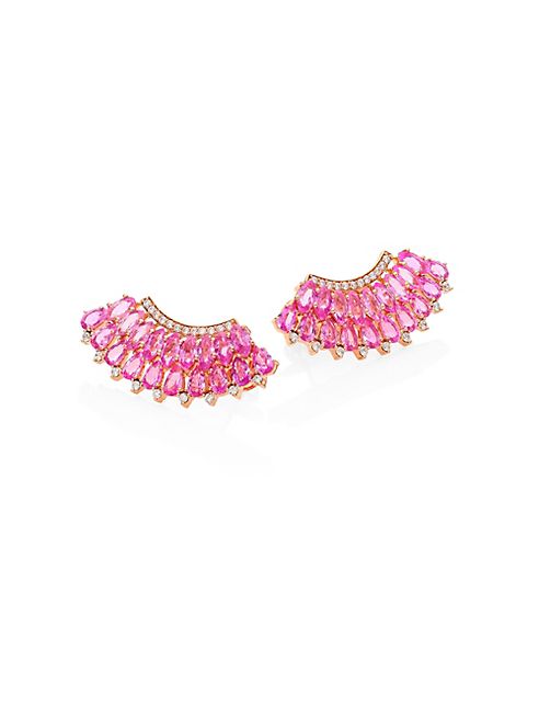 Hueb - Mirage Diamond & Pink Sapphire Ear Crawlers