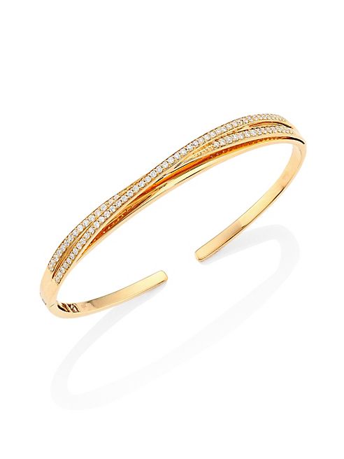 Hueb - Wave Diamond & 18K Yellow Gold Open Bangle Bracelet