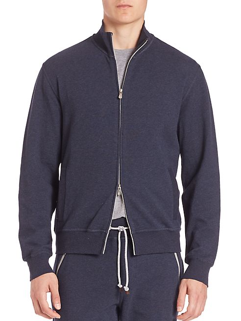 Brunello Cucinelli - Long Sleeve Zip-Front Sweatshirt