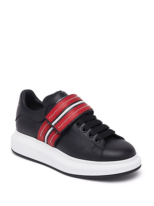 Alexander McQueen - Banded Striped Leather Sneakers