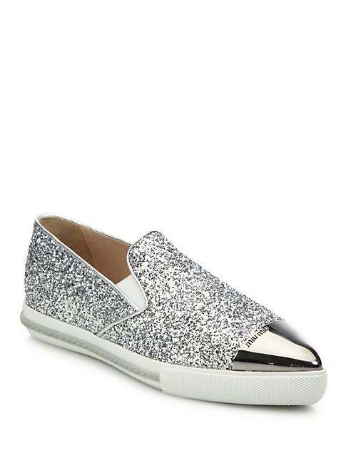 Miu Miu - Cap Toe Glitter Skate Sneakers