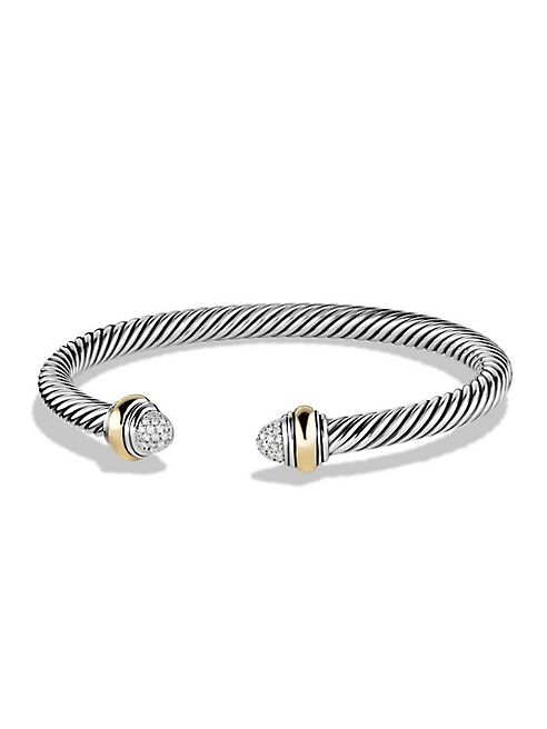 David Yurman - Cable Classics Bracelet with Diamonds and Gold