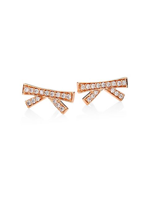 Hueb - Origami Diamond & 18K Rose Gold Stud Earrings