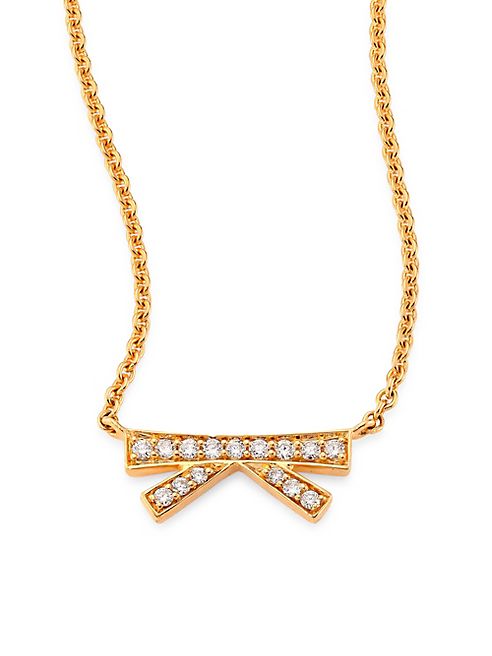 Hueb - Origami Small Diamond & 18K Yellow Gold Pendant Necklace