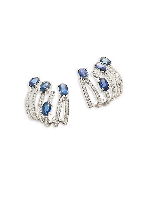 Hueb - Spectrum Diamond, Blue Sapphire & 18K White Gold Ear Cuffs