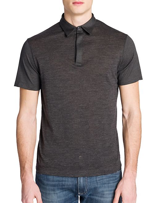 Emporio Armani - Melange Wool-Blend Polo Shirt