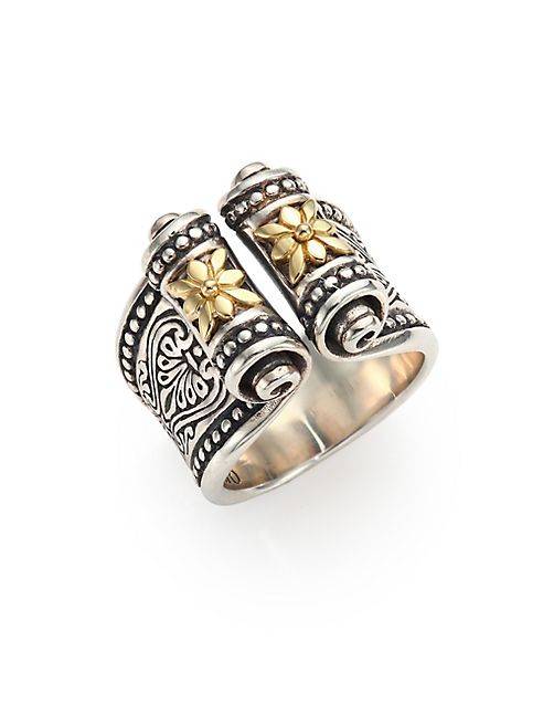 Konstantino - Penelope 18K Yellow Gold & Sterling Silver Etched Scroll Ring