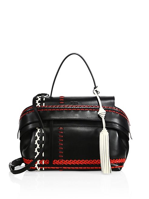 Tod's - Wave Small Multicolor Whipstitched Leather Satchel