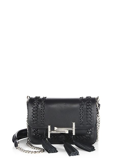 Tod's - Double T Mini Tassel Whipstitched Leather Chain Crossbody Bag