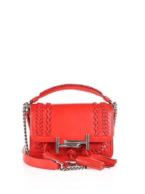 Tod's - Double T Mini Tassel Whipstitched Leather Chain Crossbody Bag