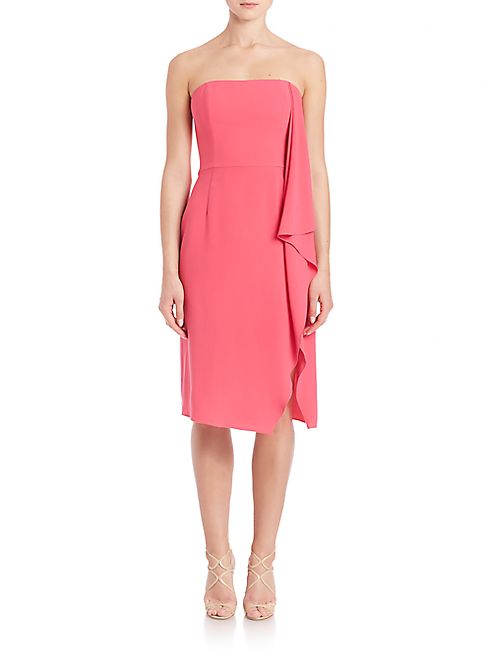 Halston Heritage - Strapless Asymmetrical Flowy Drape Dress