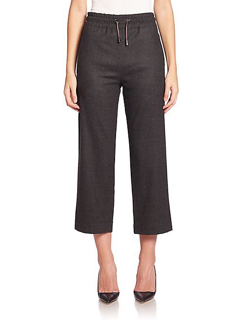 Piazza Sempione - Solid Drawstring Cropped Pants