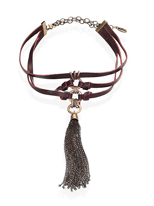 Ettika - Multi-Strand Leather Tassel Choker