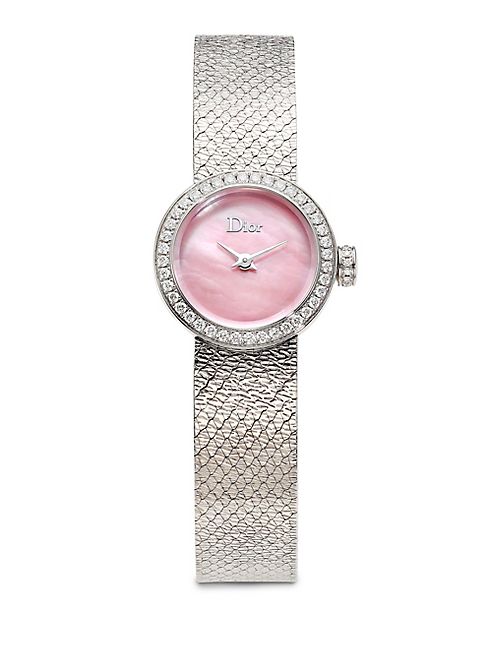 Dior - La D de Dior Diamond, Pink Mother-Of-Pearl & Stainless Steel Bracelet Watch