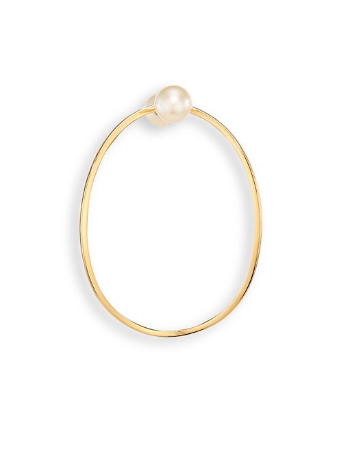 Delfina Delettrez - 5MM Pearl & 18K Yellow Gold Single Hoop Earring/1.2