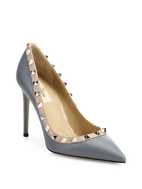 Valentino - Rockstud Leather Point Toe Pumps