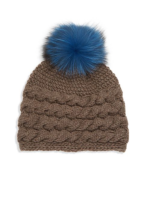 Inverni - Fox Fur Pom-Pom, Wool & Cashmere Beanie