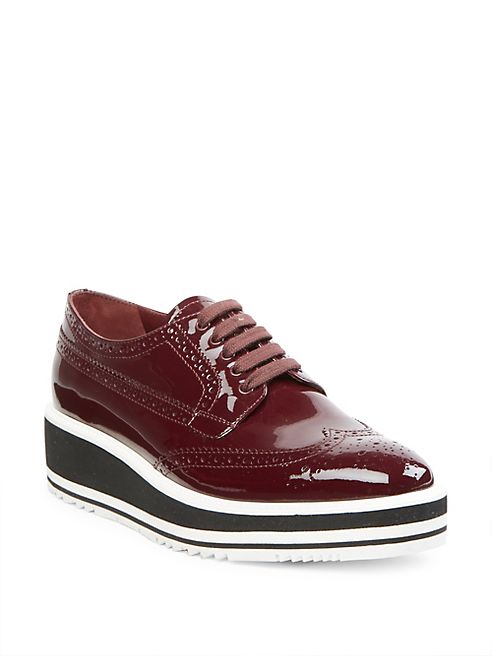 Prada - Patent Leather Brogue Platform Oxfords