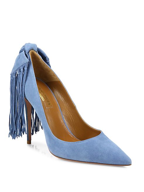 Aquazzura - Fringe Tie Suede Pumps