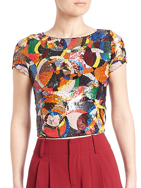 Alice + Olivia - Kelli Embellished Cropped Top