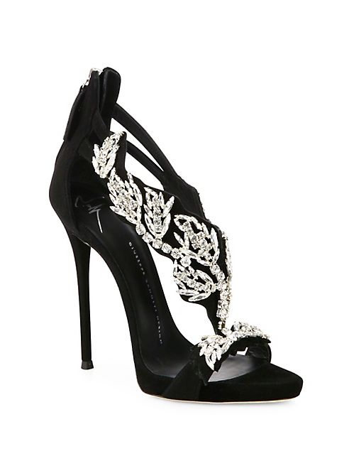 Giuseppe Zanotti - Cam Nero Swarovski Crystal & Suede Sandals