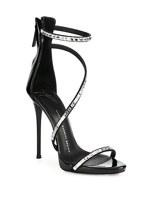 Giuseppe Zanotti - Cam Nero Swarovski Crystal & Patent Leather Sandals