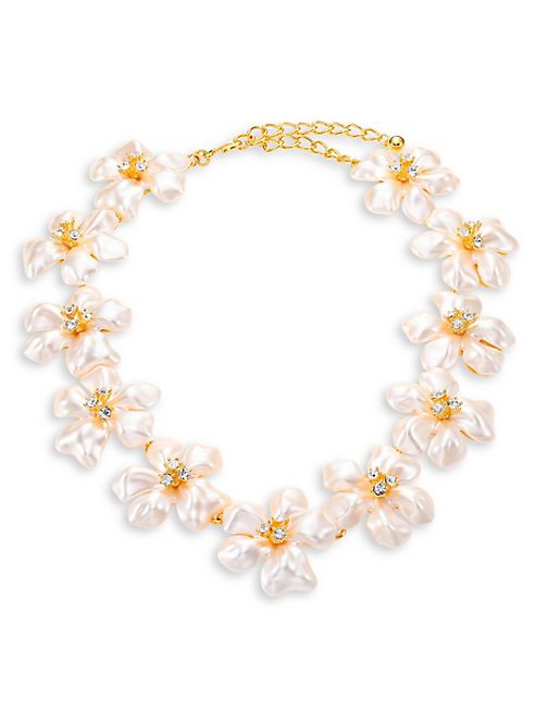 Kenneth Jay Lane - Crystal & Faux-Pearl Flower Necklace