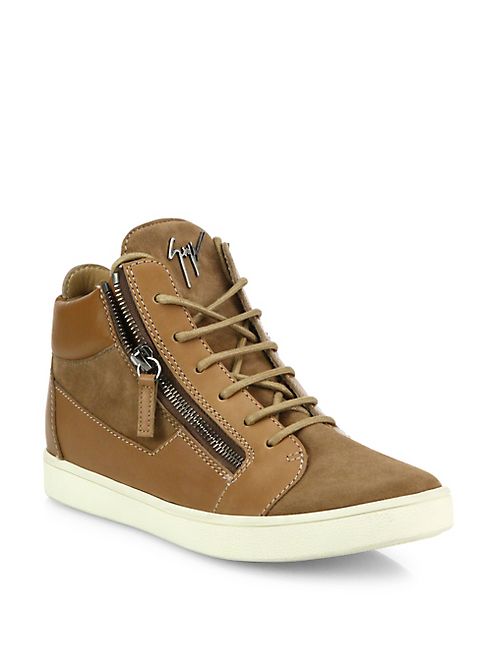 Giuseppe Zanotti - Leather & Suede Side-Zip Sneakers