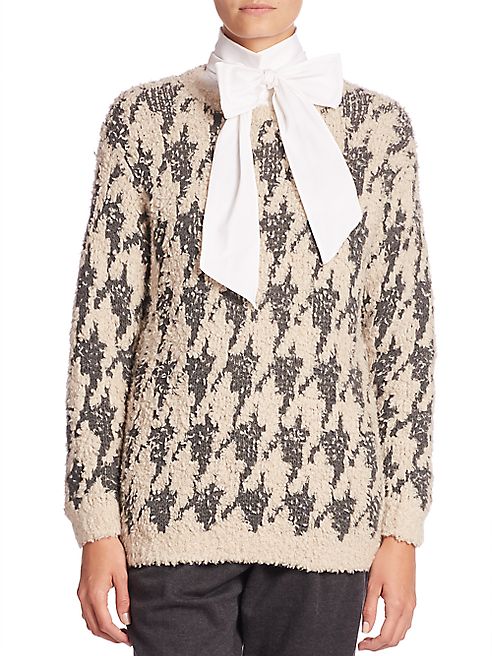 Brunello Cucinelli - Cashmere-Blend Bouclé Houndstooth Sweater