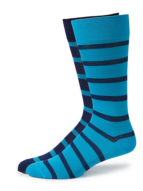 Marcoliani - Striped Cotton-Blend Dress Socks