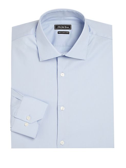 Saks Fifth Avenue Collection - Trim Fit Dress Shirt Cotton Shirt