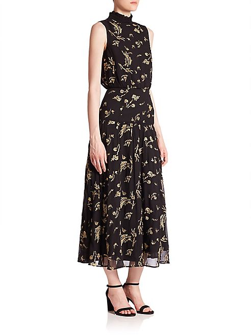 SUNO - Sleeveless Ruffled Neck Dress