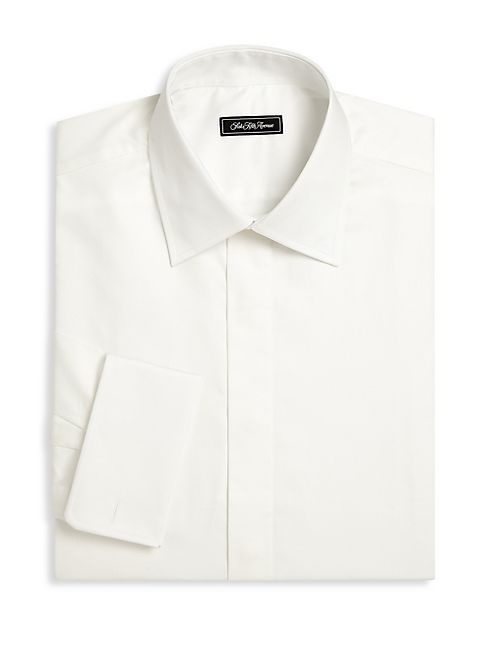 Saks Fifth Avenue Collection - Solid Long Sleeve Regular-Fit Dress Shirt