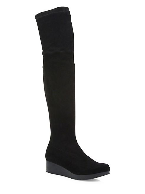 Robert Clergerie - Natul Stretch Suede Over-The-Knee Wedge Boots