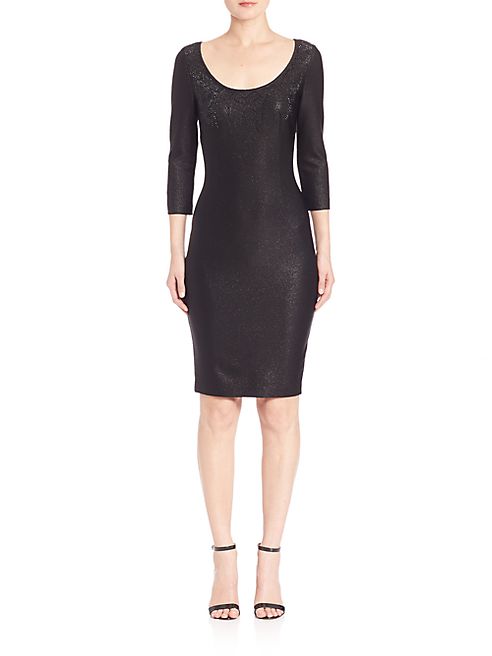 St. John - Shimmer Knit Three-Quarter Sleeve Dress